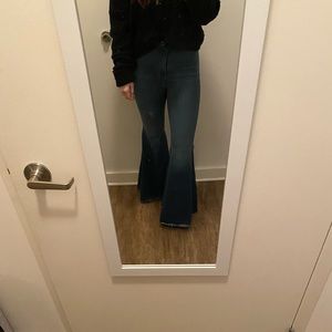 Free people denim wide leg flares